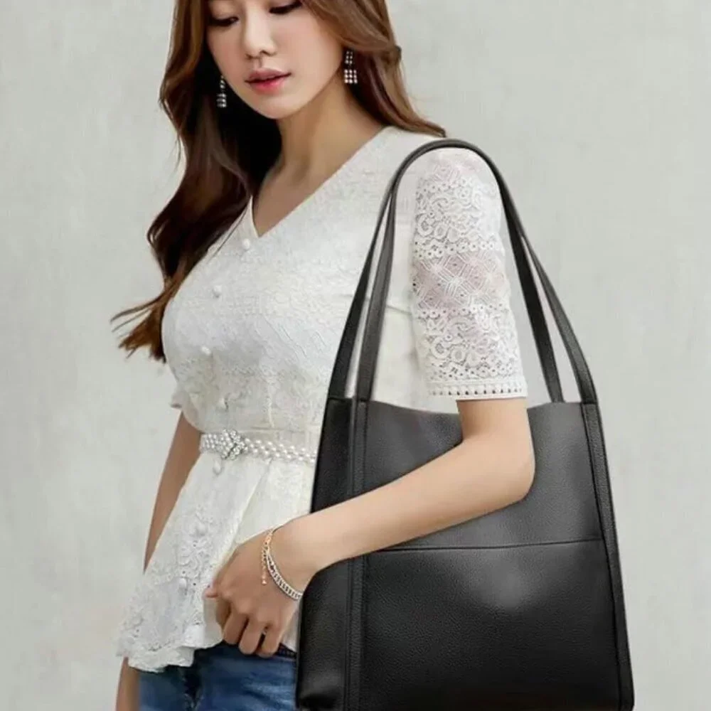 Vegan Leather Tote Bag Women Large Capacity Shoulder Purse Organizer